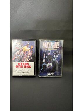 New Kids On The Block Cassette Tapes Lot - Self-Titled & No More Games Remix Alb